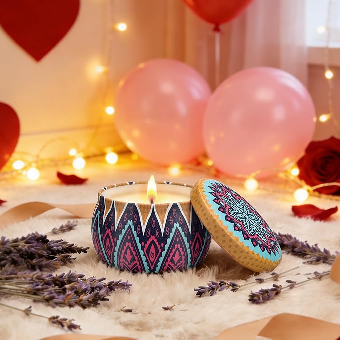 Candles Gift Set for Women, 4 Pack Scented Candles with 8% Essential Oils, 120H Long Lasting Aromatherapy Candles for Home Relaxation