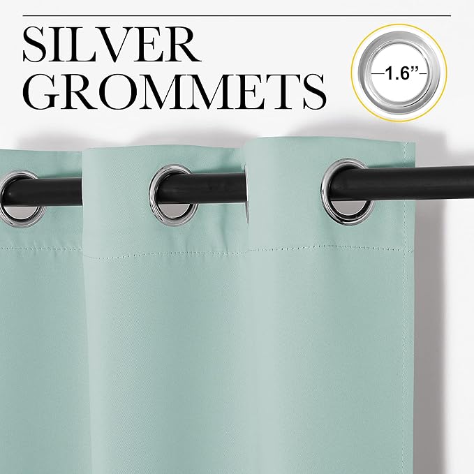 NICETOWN Thermal Insulated Solid Grommet Blackout Curtains/Drape for Living Room (Aqua, 1 Pair, 42 by 84-Inch)