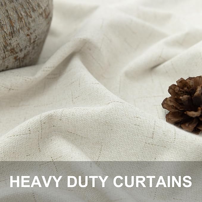 Neutral 80 Inch Nursery Blackout Curtains for Bedroom 80 Inches Long 2 Panel Thermal Curtain for Summer Heat Blocking Linen Textured Custom Made Drapes Pleated Back Tab Rustic Ceiling to Floor Length