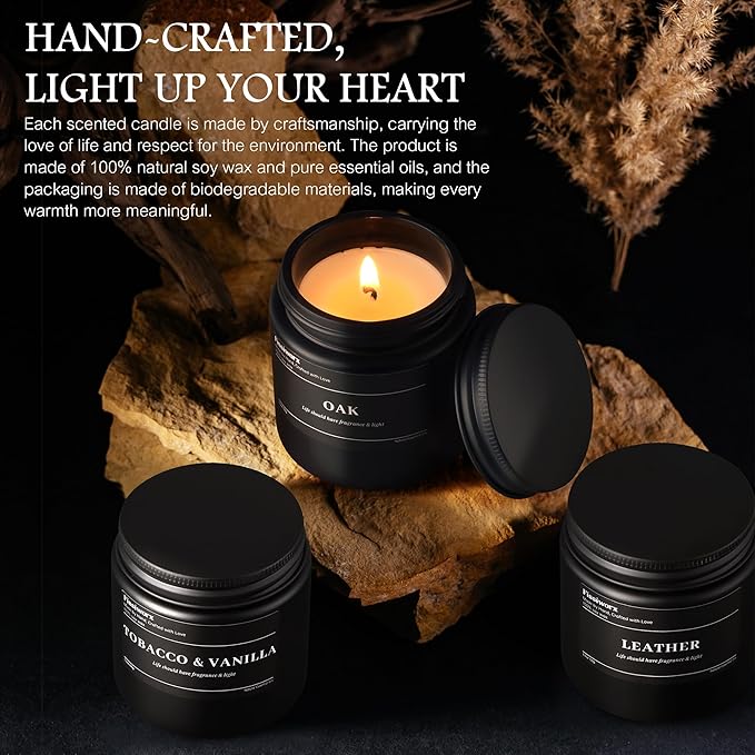 9 Pack Scented Candles Set Gifts for Men,Aromatherapy Candle Set with Scents (Vanilla/Lavender/Cedarwood) - Gift for Dad, Boyfriend, Birthday, Father’s Day, Anniversary