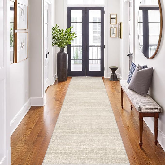 Art&Tuft Non-Slip Runner Rug - 3x6 Runner Rug Washable Hallway Runner, Soft Low-Pile Carpet Runners for Hallways, Bedroom Bathroom Kitchen Laundry Living Room, Beige