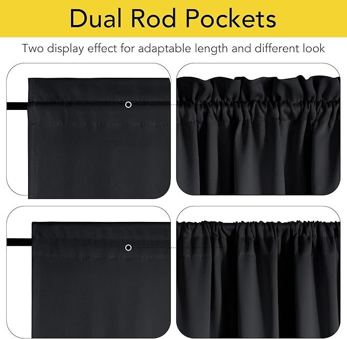 NICETOWN 100% Blackout French Door Curtain,Privacy Thermal Insulated Window Curtain with Adjustable Tieback for Glass Front Sliding Patio Door, 1 Panel, 36W x 72L, Black