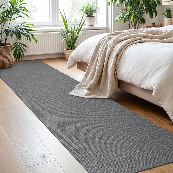 KOZYFLY Washable Runner Rug 2x8 Ft Runners for Hallways Non Slip Kitchen Runner Rugs Braided Cotton Entryway Runner Indoor, Carpet Runners for Hallway Entryway Bedroom, Grey