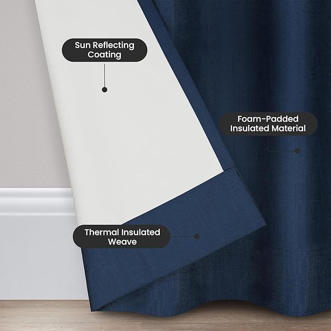 Eclipse Kids Kendall Blackout Thermal Curtain Panel,Denim, 42 Inch X 63 Inch