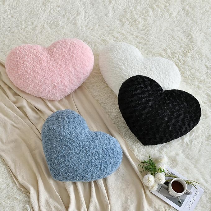 Heart Pillow, Soft Heart Shaped Pillow with Room Decorative Throw Pillows for Bed Couch Chair Sofa, Heart Shaped Cute Throw Pillow Cushion for Bedroom Living Room (Ivory White, Mini 12.9" x 9.8")