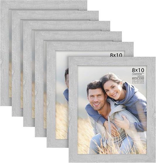Langdon House 8x10 Picture Frames (Ash Gray, 6 Pack) Woodgrain Style, Richland Collection