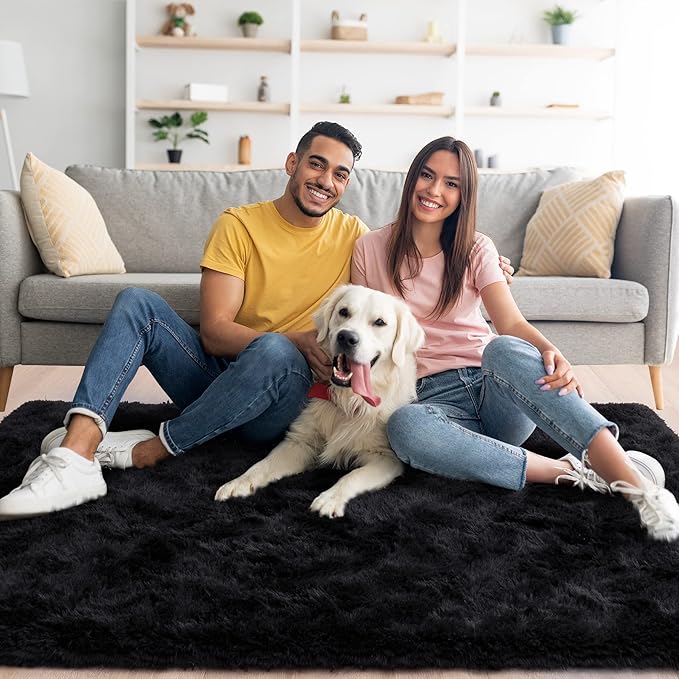 Noahas Extra Large 9x12 Area Rugs for Living Room,Fluffy Black Bedroom Rug,Big Thick Plush Shag Non-Skid Soft Shaggy Throw Carpet