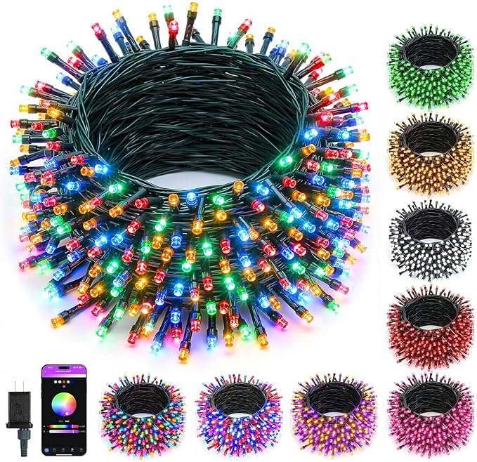 Minetom 82ft 250LED Color Changing Christmas Halloween Tree Lights, LED RGB String Twinkle Lights, 16 Milion Adjustable Colors Smart Fairy Lights with Remote & App & Timer for Xmas Tree Holiday Party