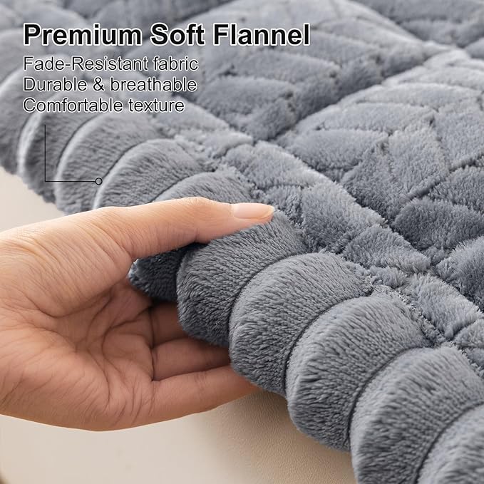 Smiry Non Slip Couch Covers for Dogs, Fuzzy Pet Couch Covers for 3 Cushion Sofa Pet Friendly, Soft Sofa Slipcovers Cushion Furniture Protector Washable (Grey, 27.6" x 82.7")