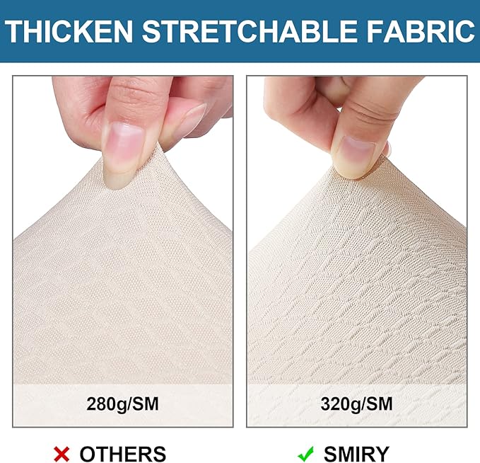 Smiry Waterproof Seat Covers for Dining Room Chairs Set of 10, Stretch Jacquard Removable Washable Chair Seat Slipcovers Protector, No Rear Covers, Beige