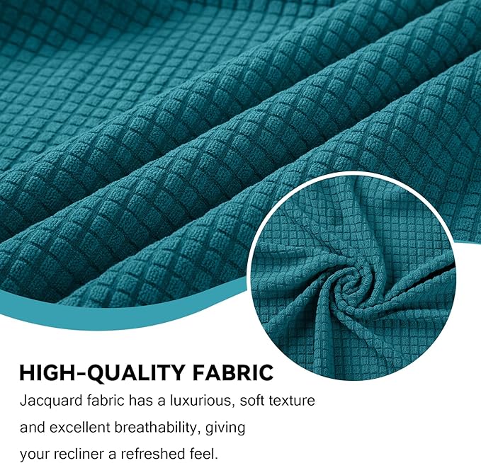 Cupuamon Recliner Chair Covers,Lazy Boy Recliner Covers Stretch Reclining Covers 1 Piece Furniture Protector with Elastic Bottom for Dog,Kids-Peacock Blue