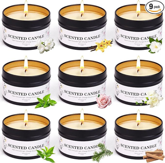 9 Pack Scented Candles Gift for Women and Men, Aromatherapy Candle Set for Home Scented, Small Candle Gift Set Basket for Boyfriend dad him Friend boss Mother Birthday Christmas Thanksgiving