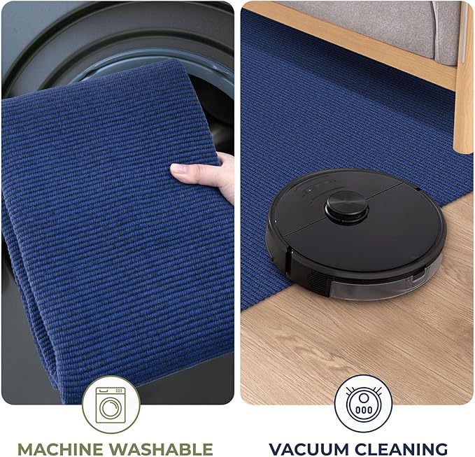 KOZYFLY Washable Runner Rug 3x18 ft Hallway Kitchen Runner Rugs with Rubber Backing Bobo Non Slip Entryway Runner Indoor, Long Carpet Runners for Hall Kitchen Entryway, Royal Blue