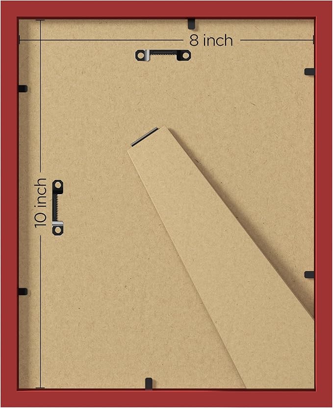 eletecpro 8x10 Picture Frames Set of 10, Picture Frame Collage Wall Decor Display 5x7 Photo With Mat or 8x10 without Mat, Home Decor Gallery Frame for Table Top or Wall Mounting, Red