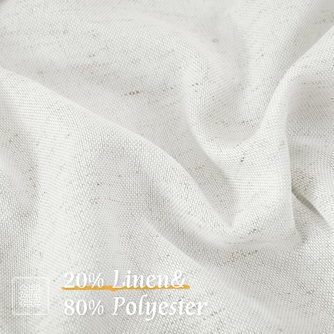 LAMIT Ivory White Linen Curtains 45 Inches Long for Bedroom, Soft Privacy Faux Linen Textured Light Filtering Panels Rod Pocket Neutral Drapes for Kitchen/Window/Loft Room, 42 x 45 Inch, 2 Panels