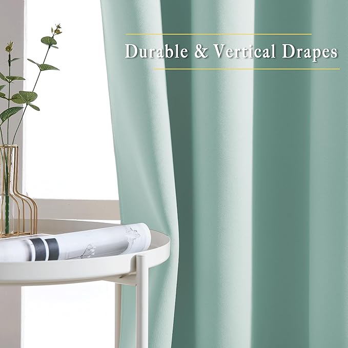 NICETOWN Blackout Curtains for Living Room - Functional Blackout Curtains/Panels for Bedroom, Window Decoration, Privacy Assured (Set of 2, 52 x 95 inches in Aqua Blue)