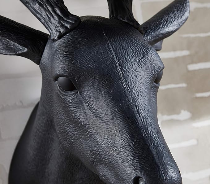 Notakia Wall Charmers Large Black Faux Deer Head Faux Taxidermy Animal Head Wall Decor - Handmade Farmhouse Decor - Rustic Wall Decor Deer Antlers