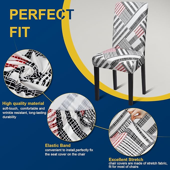Chair Covers, Stretch Kitchen Chair Covers/Dining Chair Covers for Dining Room 8 Pack, Removable Washable Dining Chair Slipcovers for Home, Hotel, Banquet