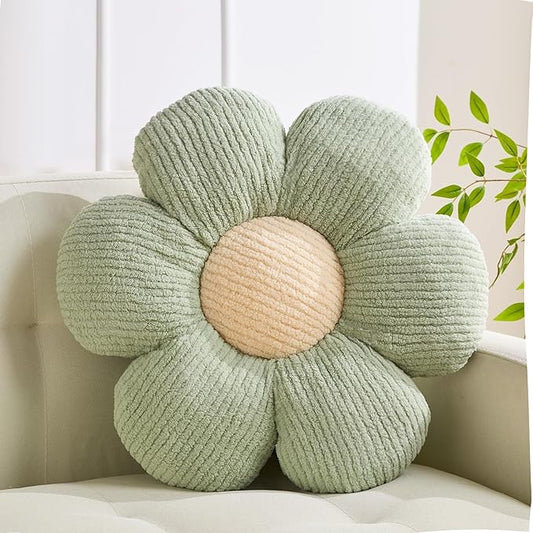 XIAIJIA Flower Pillow Flowers Shaped Pillow Cushion Decorative Daisy Pillow for Bed Cute Throw Pillow Flower Floor Pillow Soft Seat Cushion Sage Cushion 19.6"