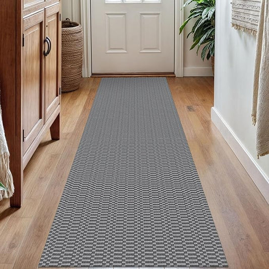 KOZYFLY Washable Runner Rug 2x7 ft Hallway Runner Kitchen Runner Rugs with Rubber Backing Bobo Non Slip Entryway Runner Indoor, Carpet Runners for Hall Entrance Bedroom, Grey/Charcoal Grey
