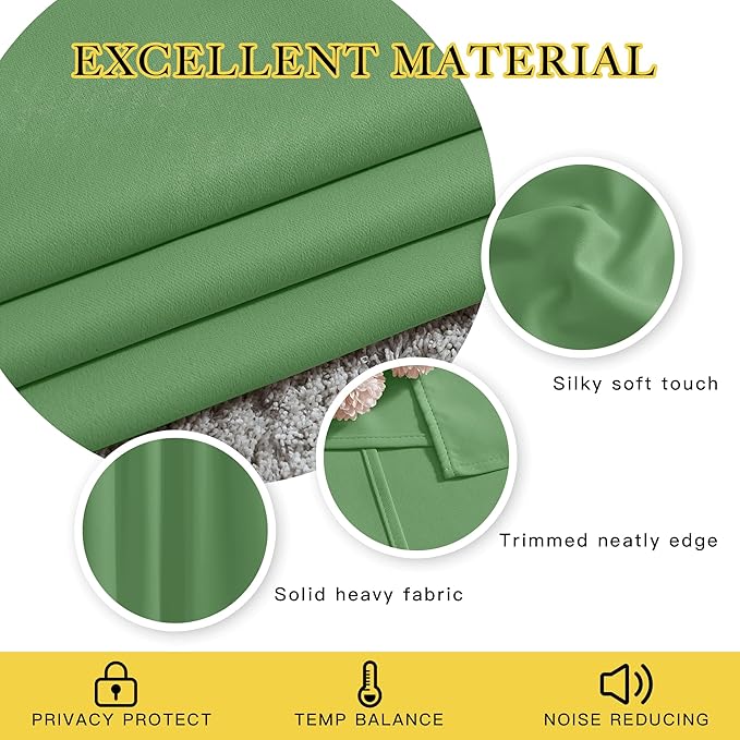 NICETOWN Bedroom Blackout Curtains and Drapes - Window Treatment Thermal Insulated Solid Grommet Blackout Draperies for Bedroom (Forest Green, Set of 2, 66 by 54 Inch)