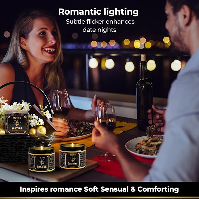 Jasmine Candle Strong Scented Soy Candel Natural Non Toxic Velas Aromáticas Gift for Women Pack of 1 5Oz Decorartive Travel Tin