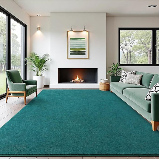Soft Rugs for Living Room 5x7 Teal Green, Minimalist Area Rug for Bedroom Nursery Dining Table Dorm, Throw Rugs for Men Boys Girls Kids Room Indoor Floor Carpets