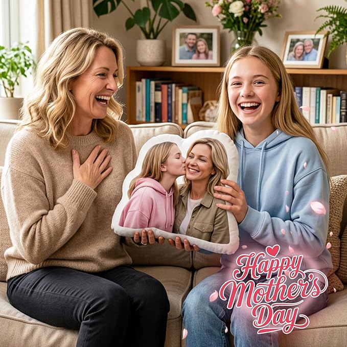 Custom Pillows with Picture - Mothers Day Custom Photo Gifts for Mom from Kids/Son/Daughter/Husband, Birthday Valentine Gifts for Mom Women Wife