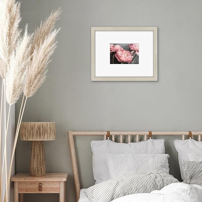Americanflat 11x14 Picture Frame with Shatter-Resistant Glass - Use as 5x7 Frame with Mat or Display 11x14 Photo Without Mat - Signature Collection - Picture Frames for Wall Display - Light Wood