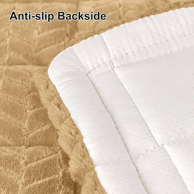 Smiry Non Slip Couch Covers for Dogs, Fuzzy Pet Couch Covers for 3 Cushion Sofa Pet Friendly, Soft Sofa Slipcovers Cushion Furniture Protector Washable (Camel, 27.6" x 82.7")