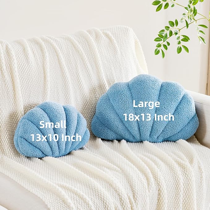 CANGHI Shell Pillow Seashell Decorative Pillow Purple Beachy Coastal Shell Shaped Throw Pillows 13x10 Inch Soft Ocean Beach Sea Shell Plush Pillows Cushion for Bed Couch Living Sofa Room Decor