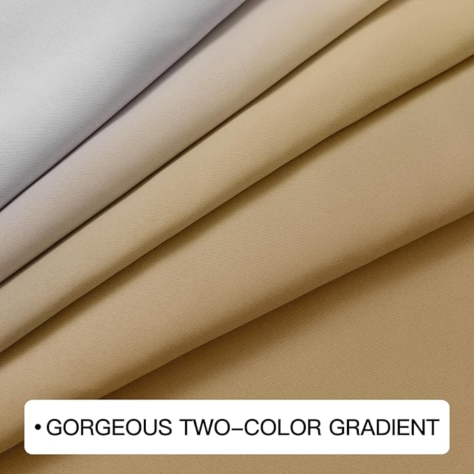 COSVIYA Curtains & Drapes Ombre Beige Curtains 84 inch Length 2 Panels,Full Room Darkening Grommet Insulated Thermal Window Curtains for Bedroom/Living Room,52x84inches