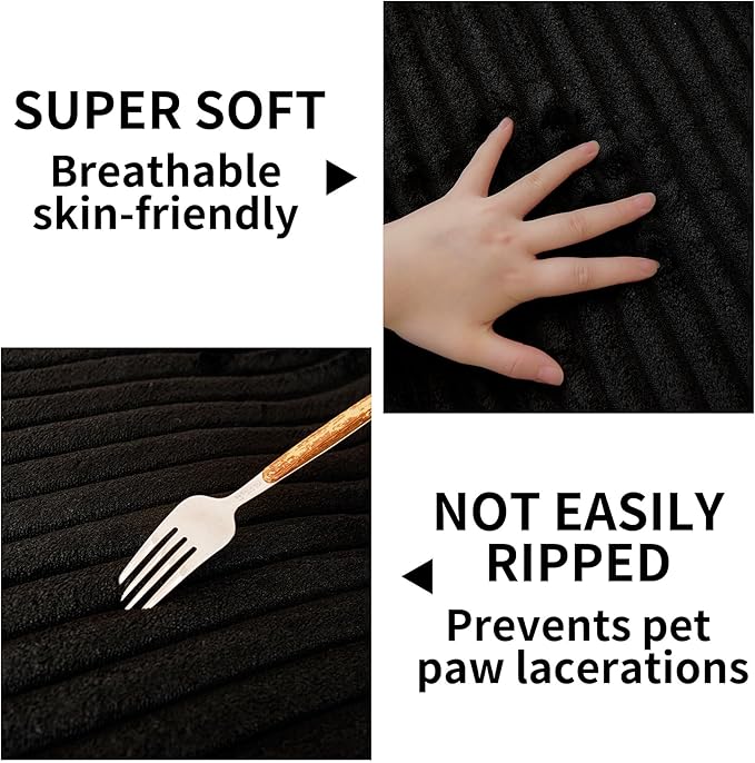 HAOMAIJIA Waterproof Couch Cover for Dogs Washable,Faux Fur Pet Couch Covers for Sofa,Soft Dog Bed Cover Non-Slip Couch Covers for 3 Cushion Couch Sofa Pet Friendly (Black, 35" x 47" 1 Pack)