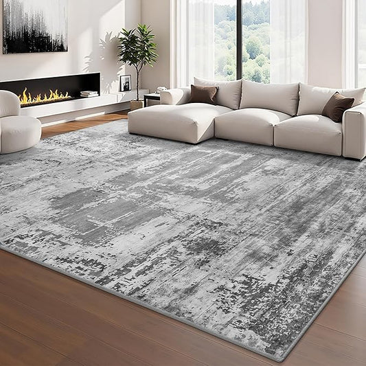 HOMORE Living Room Rug 6x9 Large Rug Grey Area Rugs Non Slip Washable Rugs for Bedroom Dining Room Abstract Carpet for Farmhouse Kids Playroom Classroom