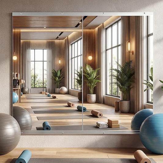 Antok Home Gym Mirror 58"x30" 2PCS, Large Full Length Wall Mounted Mirrors, Frameless Tempered Glass Full Body Mirror for Gym Yoga Dance Studio Garage Bedroom & Bathroom