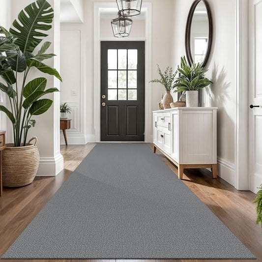 KOZYFLY Washable Runner Rug 3x14 ft Hallway Kitchen Runner Rugs with Rubber Backing Bobo Non Slip Entryway Runner Indoor, Long Carpet Runners for Hall Kitchen Entryway, Grey
