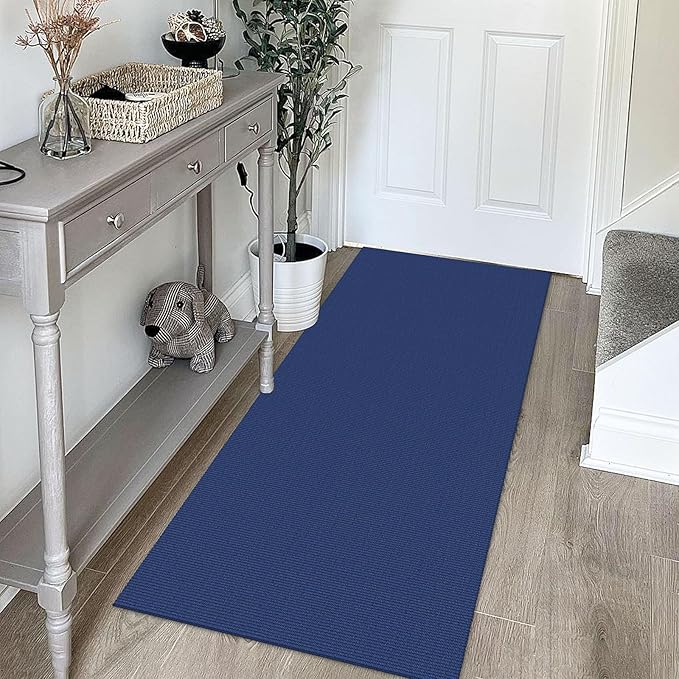 KOZYFLY Washable Runner Rug 2x5 Ft Runners for Hallways Throw Rug with Rubber Backing, Braided Cotton Entryway Runner Indoor, Carpet Runners for Hallway Kitchen Entryway Bedroom, Royal Blue