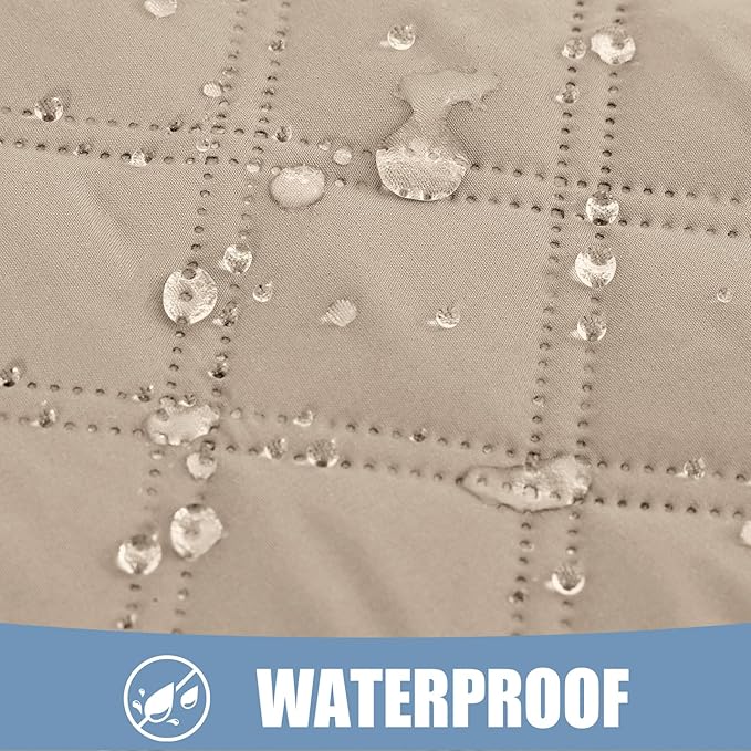 Smiry Waterproof Couch Covers for Dogs Washable, Reversible Pet Couch Covers for 3 Cushion Sofa Pet Friendly, Soft Sofa Furniture Protector for Dogs Cat Kids, Checkered (30"x95", Taupe/Beige)