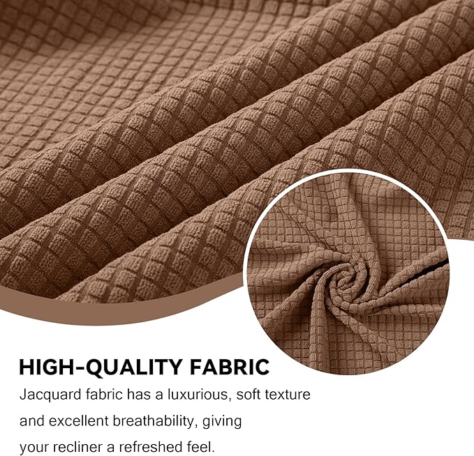 Cupuamon Recliner Chair Covers,Lazy Boy Recliner Covers Stretch Reclining Covers 1 Piece Furniture Protector with Elastic Bottom for Dog,Kids-Camel