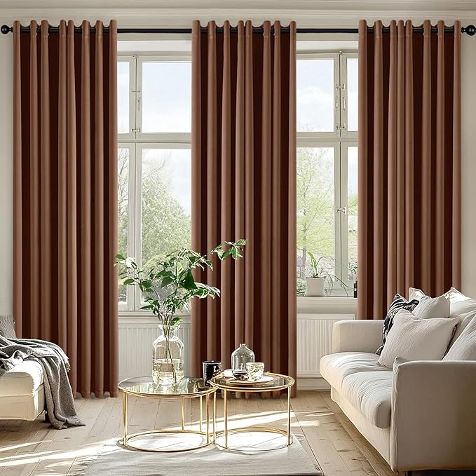 MIULEE Mocha Brown Blackout Curtains for Bedroom Living Room 84 Inches Long 2 Panels, Thermal Insulated Room Darkening Drapes Grommet Noise Reducing Light Blocking Window Treatments 50x84 Inch