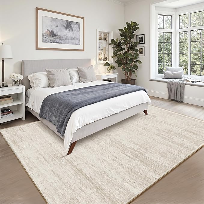 Area Rugs 9x12 for Living Room,Non-Slip Backing Machine Washable Rugs,Modern Abstract Soft Thin 9 by 12 Area Rug，Stain Resistant Large Rugs for Home Office Bedroom Dining Room