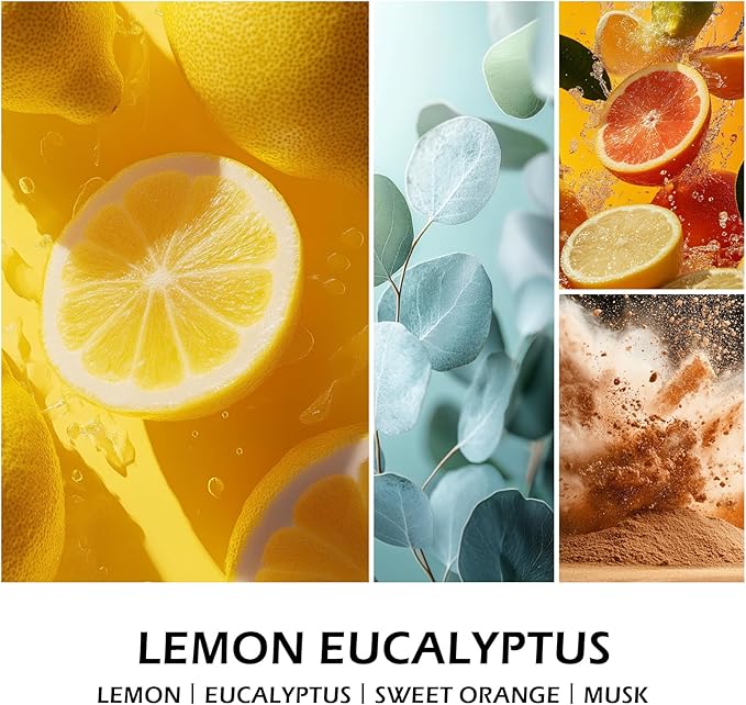Lemon Eucalyptus Scented Candles, Aromatherapy Jar Candle, 7 oz Long Lasting Candles, Soy Wax Candle Gift for Women