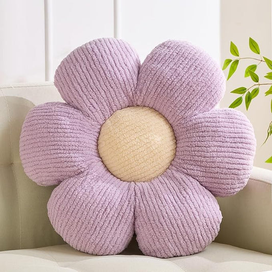 XIAIJIA Flower Pillow Flowers Shaped Pillow Cushion Decorative Daisy Pillow for Bed Cute Throw Pillow Flower Floor Pillow Soft Seat Cushion Purple Cushion 19.6"