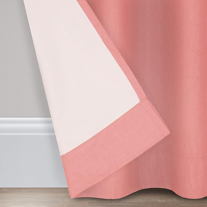 ECLIPSE Kendall Modern Blackout Thermal Rod Pocket Window Curtain for Bedroom or Living Room (1 Panel), 42" x 63", Coral