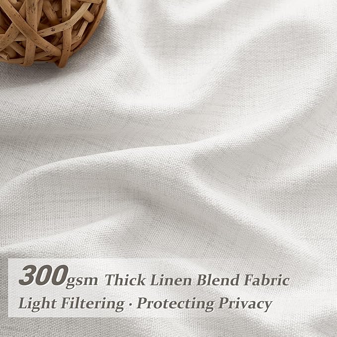 Natural Linen 70 Inch Extra Wide Curtains 102 Inch Long Panels 2 Set for Living Room Bedroom, Luxury Memory Trained Pinch Pleated Sheer Neutral Beige White Curtain Light Filtering Large Window Drapes