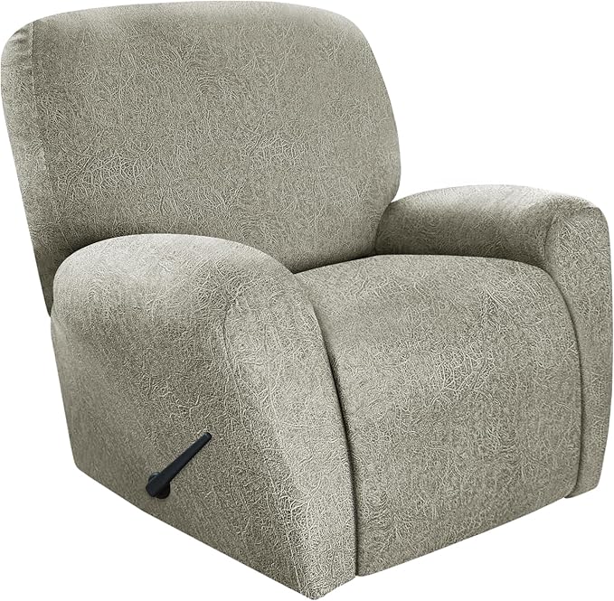 ANARACHON Recliner Chair Covers Leather Look, 4 Pieces Recliner Covers Non Slip, Soft Slipcovers for Large Recliners, Furniture Protector Washable for Pets (1 Seater, 05 Beige)