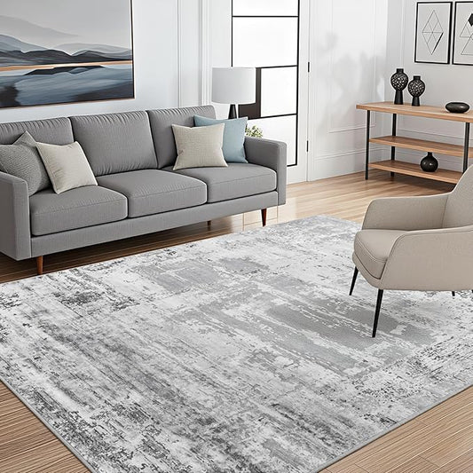 HOMORE Area Rug 4x6 Grey Rugs for Entryway, Non Slip Washable Abstract Rugs for Bedroom Living Room Dining Room Classroom Kids Room Dorm