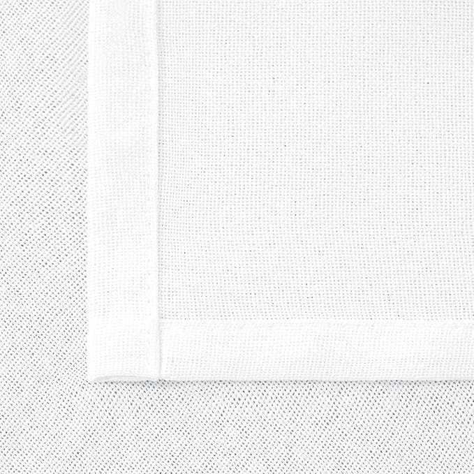 YoungsTex White Linen Curtains 48 Inch Length for Kitchen Window, Short Light Filtering Drapes with Bronze Grommet Privacy for Bedroom Bathroom Window, 34 x 48 Inch, 2 Panels