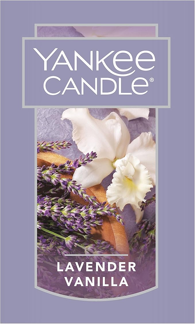 Yankee Candle Lavender Vanilla Scented Classic 22oz Large Jar Single Wick Candle with Over 110 Hours of Burn Time. Perfect for Relaxing Evenings Events and Gifting