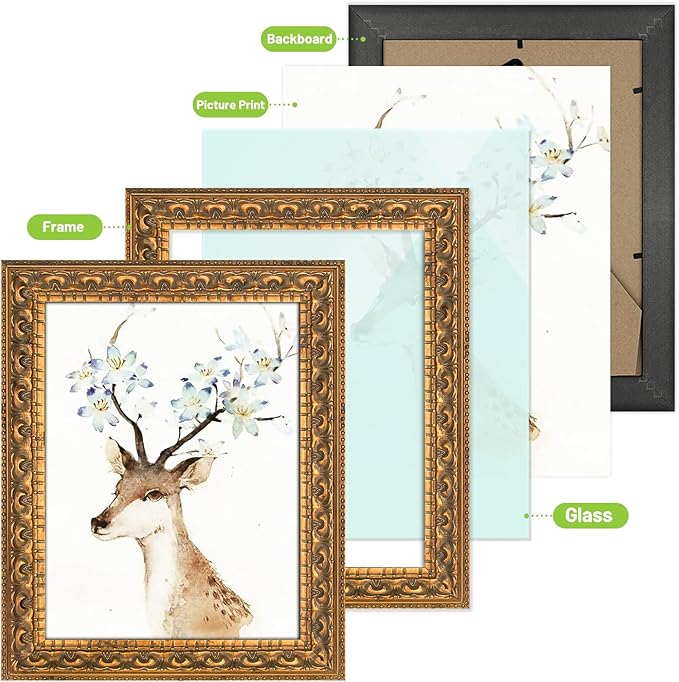Golden State Art, 8X10 Ornate Finish Photo Frame, Bronze Color, Real Glass